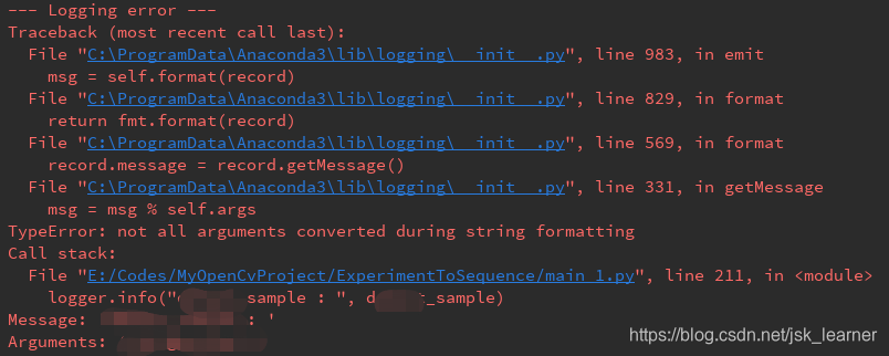 Logging问题错误解决：Typeerror: Not All Arguments Converted During String  Formatting_Jsk_Learner的博客-Csdn博客