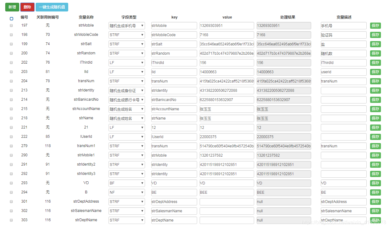 公共变量管理页面