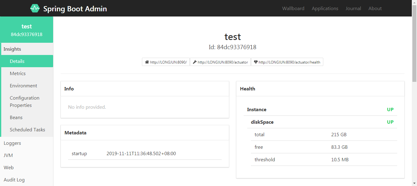 SpringCloud搭建spring boot admin 2.1.6_either health or status