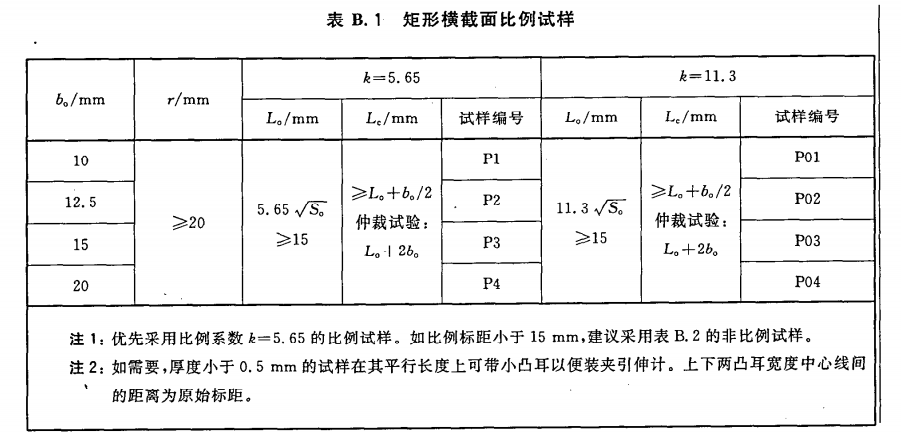 拉伸试样尺寸设计