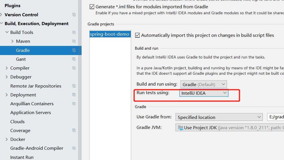 idea spring boot + Gradle test 时报错，No tests found for given includes