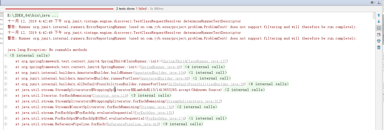 Spring boot测试类启动报错【java.lang.Exception No runnable methods】的解决办法