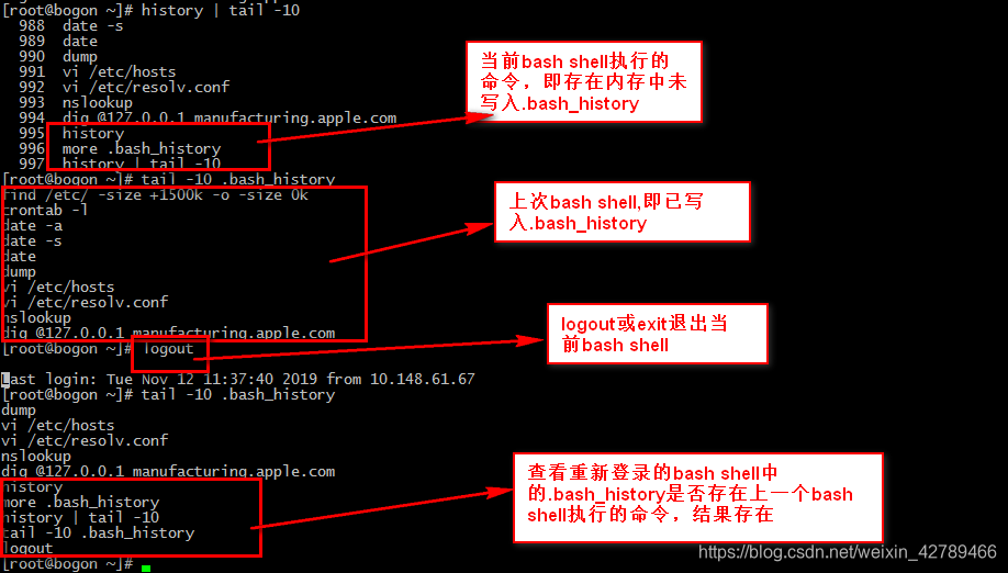 .bash_history只在用户logout或exit退出后才进行写入