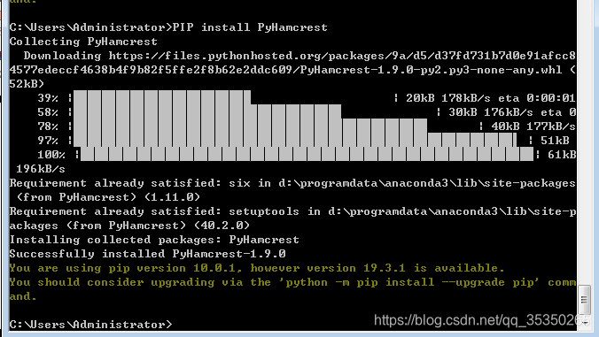 Python3.7在安装Django时报错:twisted 18.7.0 requires PyHamcrest>=1.9.0,which ...