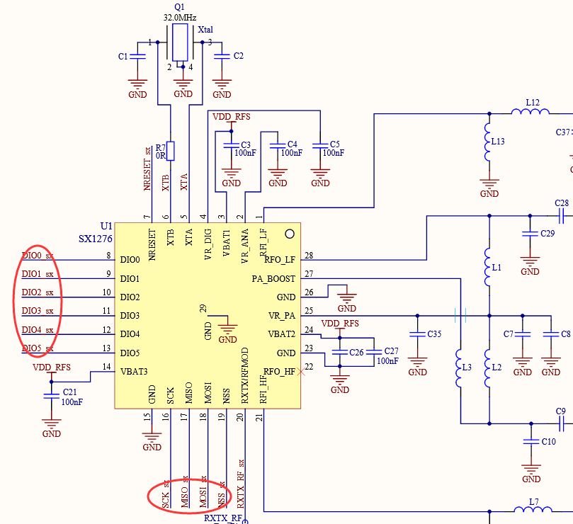 Sx1276 схема включения