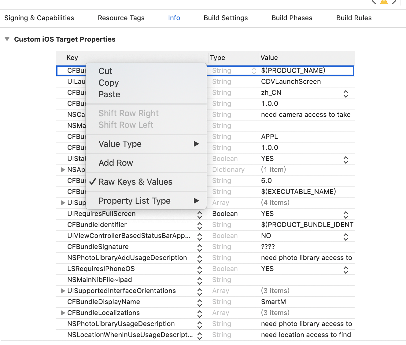cordova iOS端 config.xml 文件配置 Localizations 本地化 等权限 Info.plist_cordova