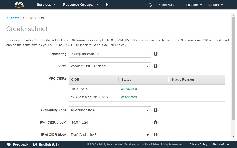 Create public Subnet