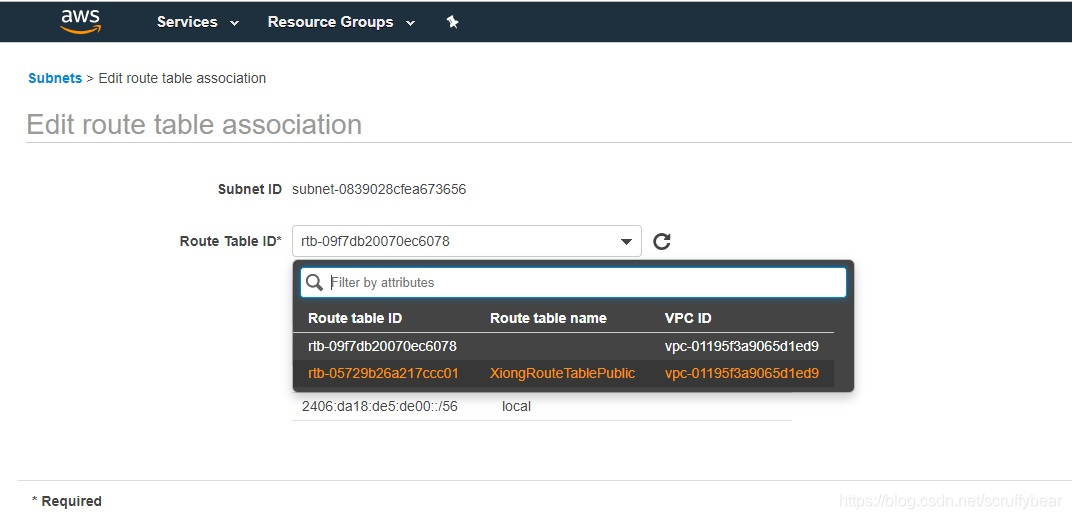 associate public subnet to public route table