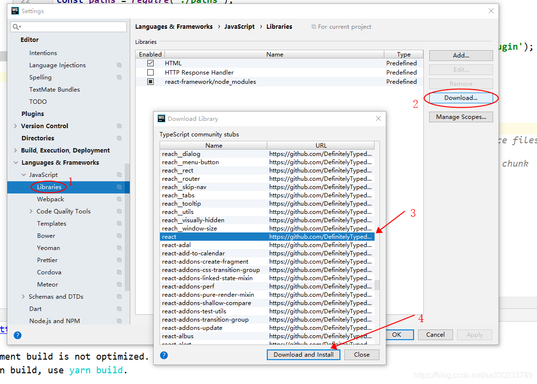 webstorm react代码自动补全提示设置