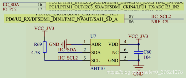 AHT10与STM32L475连接原理图
