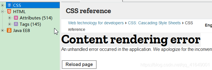 Content rendering error