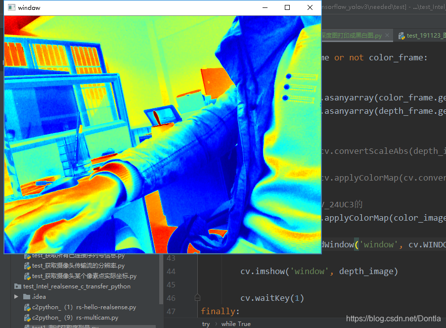 python opencv cv.applyColorMap()函数(颜色映射)ColormapTypes【将Intel Realsense ...