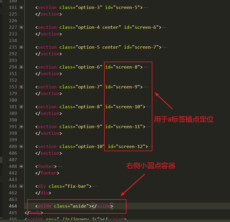 滚动页面,右侧小圆点样式跟随(类似轮播效果)基于jquery