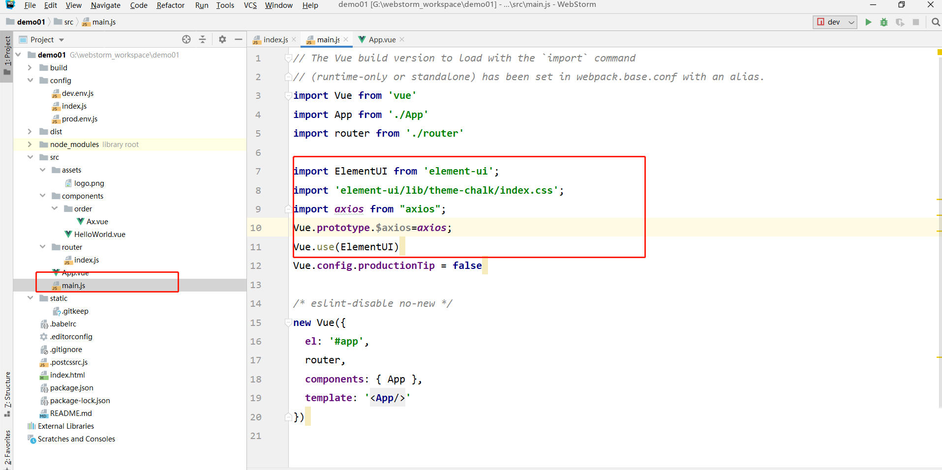 webstorm vue 3