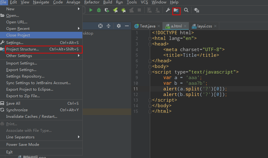 打开project structure