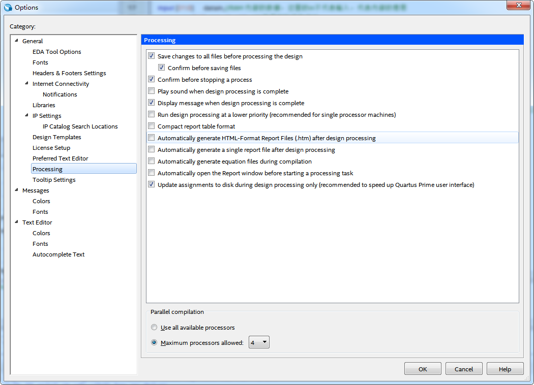 set the global assignment num_parallel_processors in your qsf