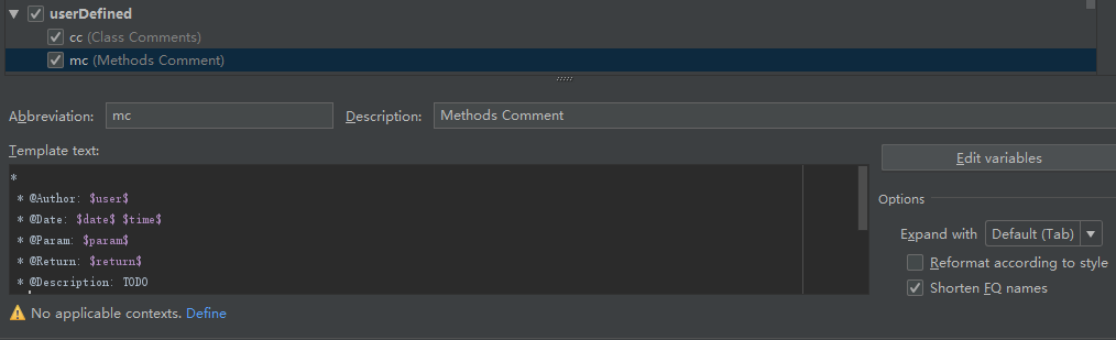 IDEA set class and method comment template - Programmer Sought