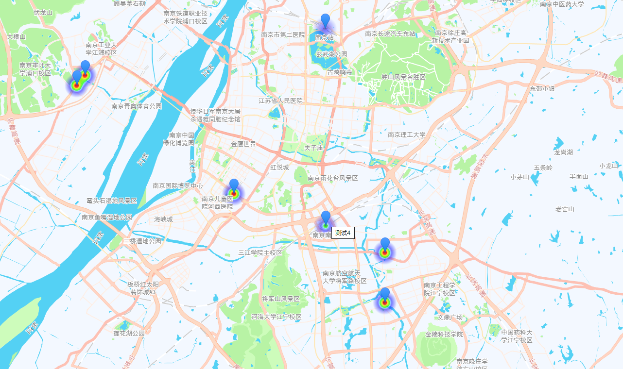 基于高德地图实现热力地图和标记点显示文字