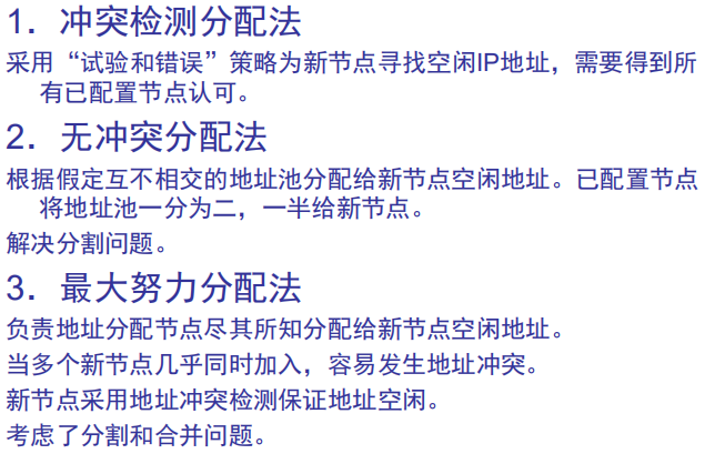 冲突检测分配法、无冲突分配法、最大努力分配法