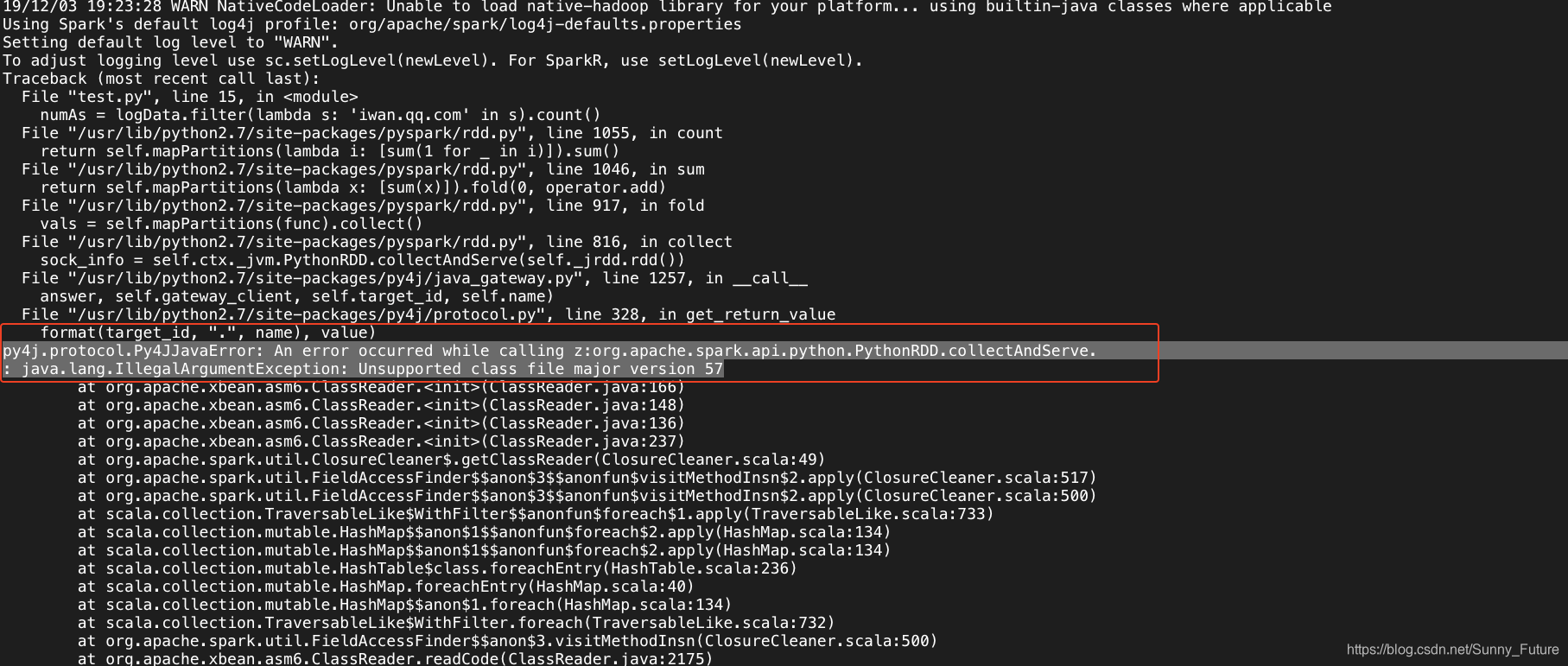 py4j.protocol.Py4JJavaError: An error occurred while calling z:org ...