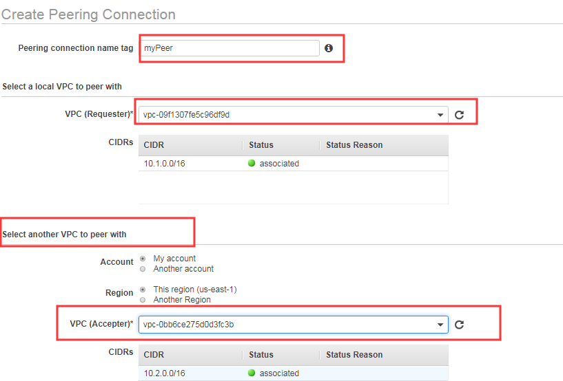 AWS VPC（二）-----创建VPC Peering