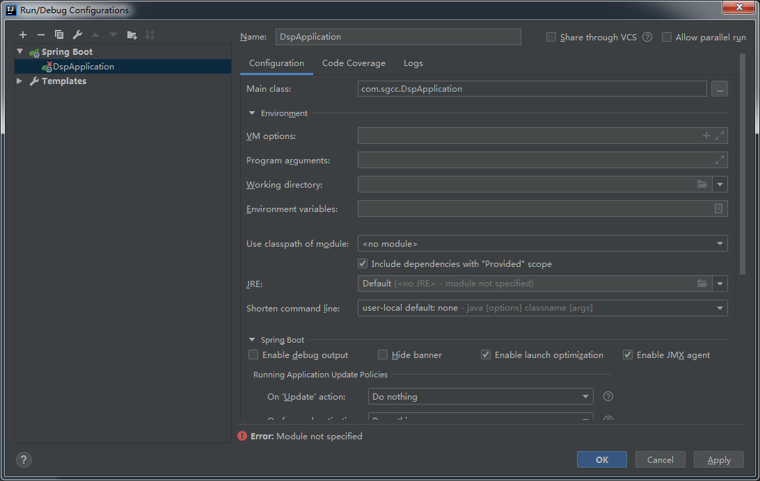 module not specified intellij spring boot