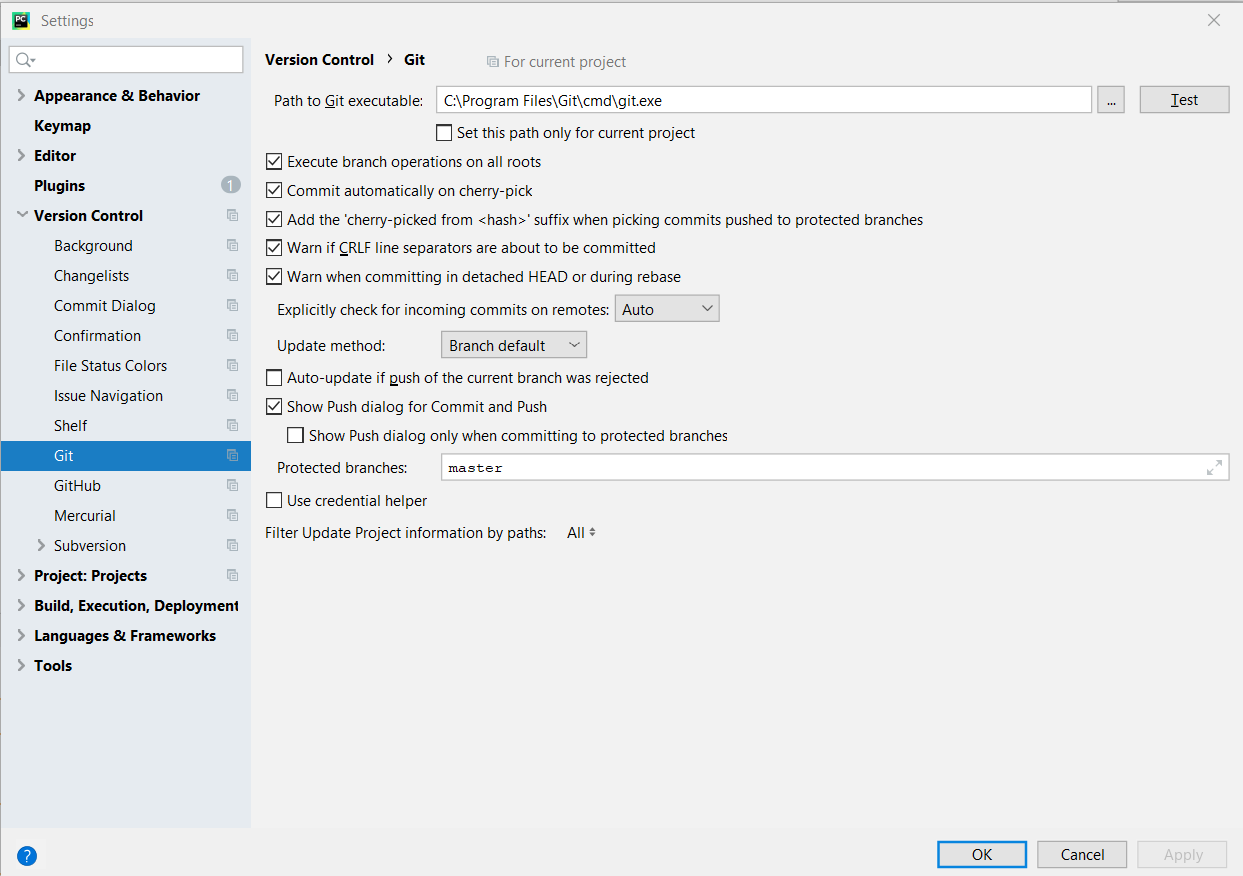 git credentials pycharm windows