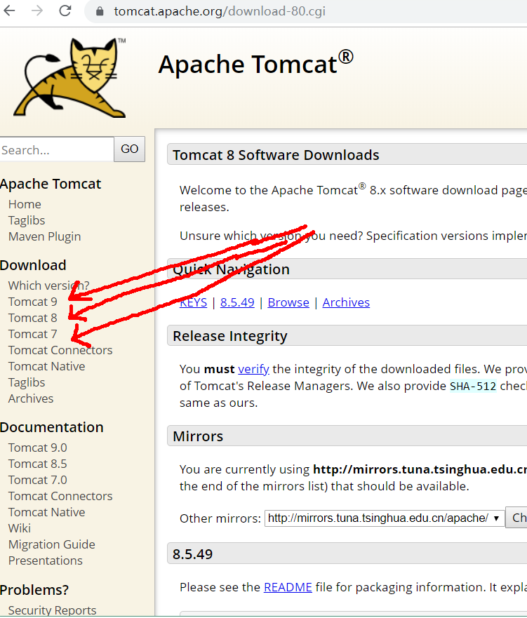 Tomcat下载——tomcat7、tomcat8、tomcat9官网下载链接