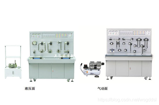 Hydraulic and pneumatic drive means comprehensive training PLC control