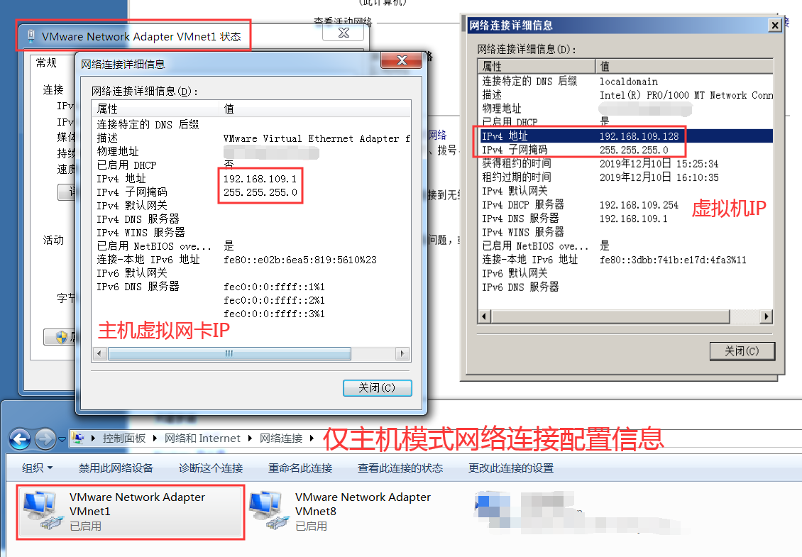虚拟机仅主机模式网络连接配置