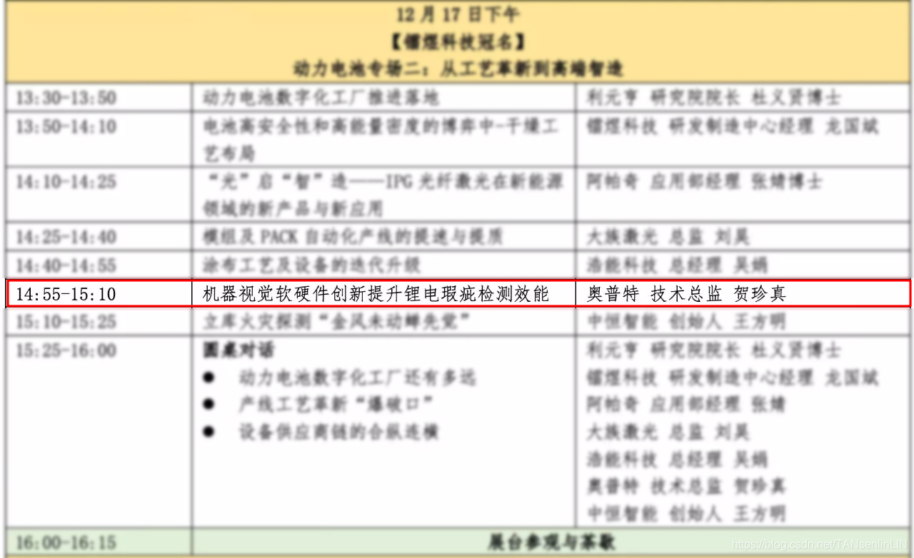 OPT机器视觉12月高峰论坛一览表