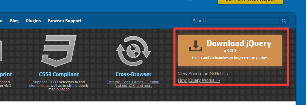 进入官网,点击 ,download jquery,选择下载安装 .