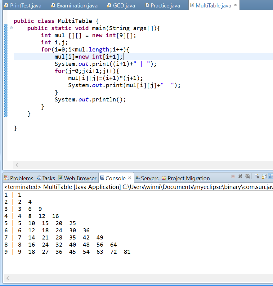 学习java 二维数组 循环输出九九乘法表 Winnie Chun的博客 Csdn博客