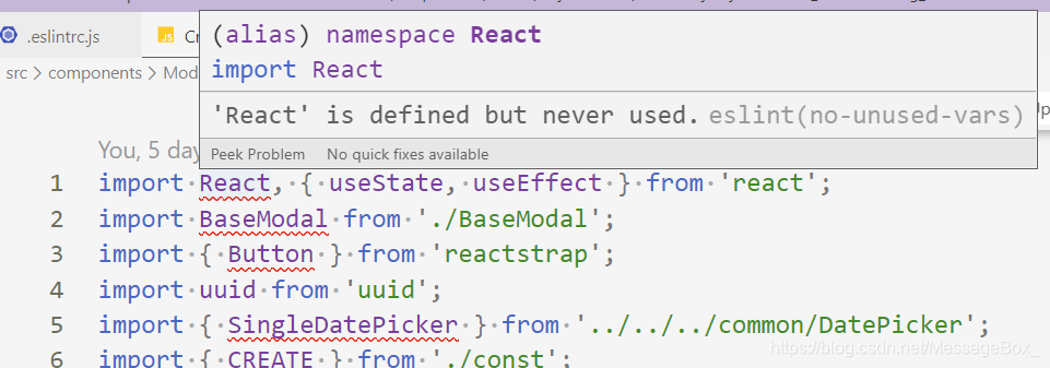 ESLINT错误提示 no-unused-vars
