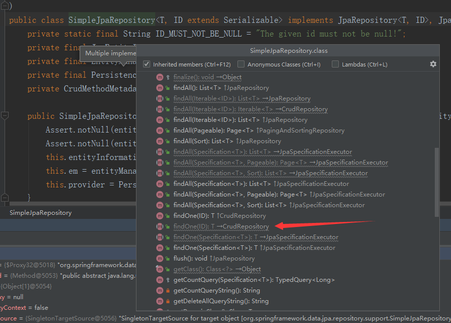 SimpleJpaRepository所实现的方法