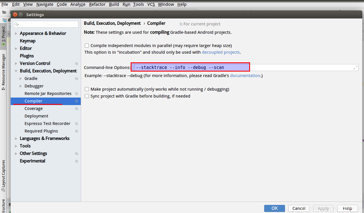 android studio的gradle编译出现问题:Try Run with --stacktrace option to get the ...