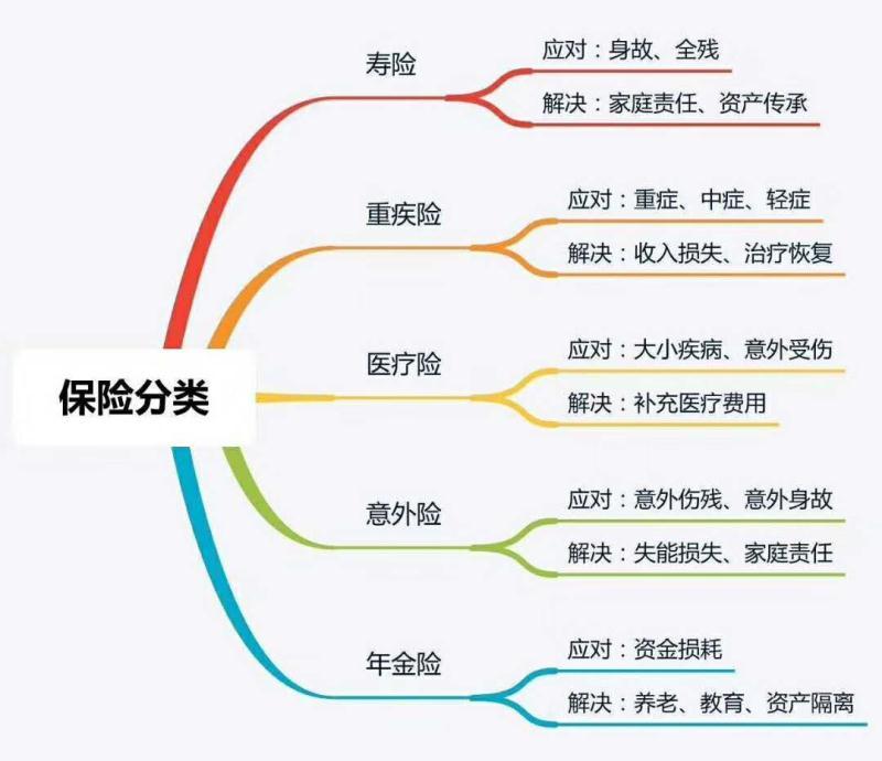 保险分类图思维导图图片