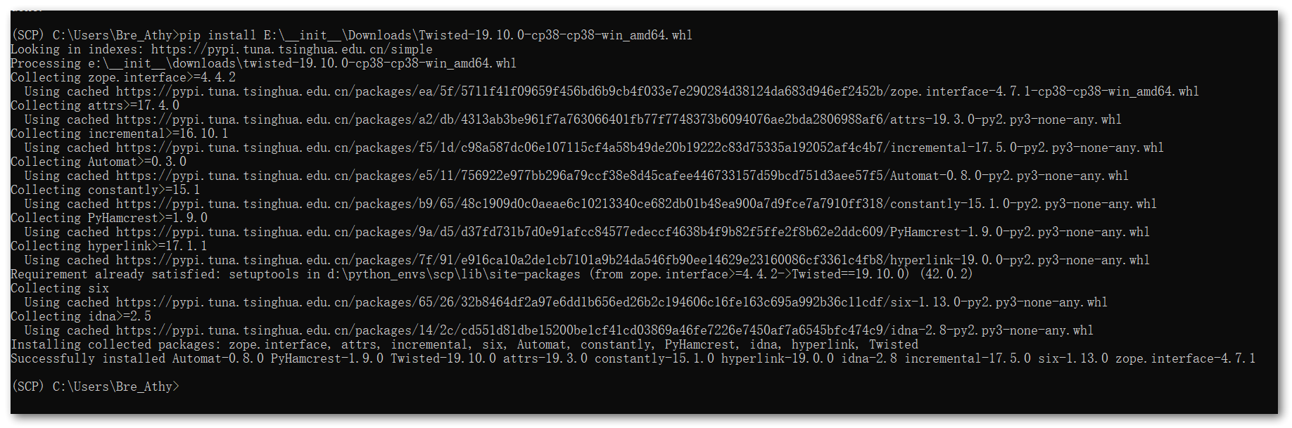 python3.8部署scrapyBuilding wheel for Twisted (setup.py) error