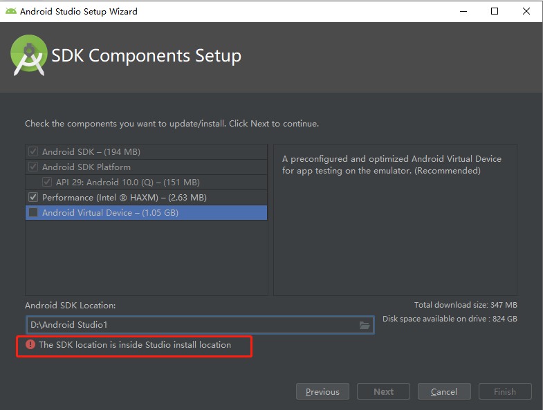 android studio sdk location windows