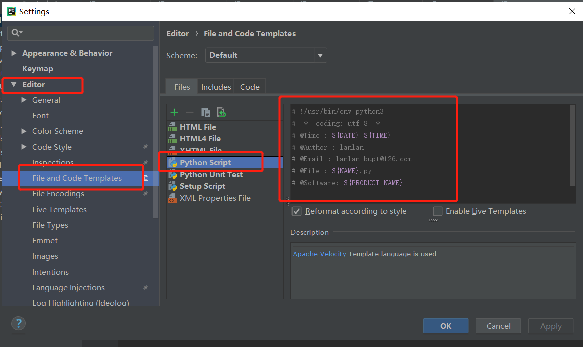 pycharm——预设python文件开头的作者时间信息_lanlan_bupt的博客-CSDN博客
