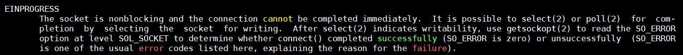 Linux(程序设计):55---非阻塞connect（EINPROGRESS）「建议收藏」