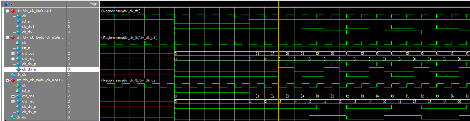 3分频和5分频仿真结果