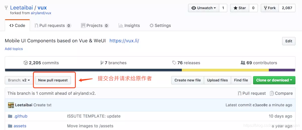 点击New pull request