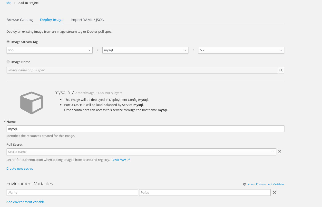 Openshift 构建 容器化mysql