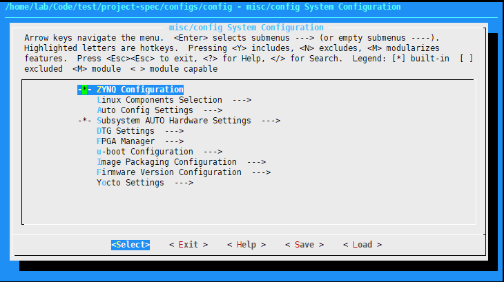 PetaLinux配置界面