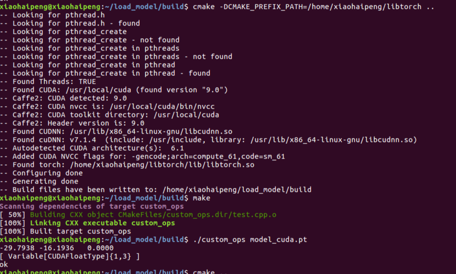 c 使用libtorch 库运行python下pytorch保存的模型