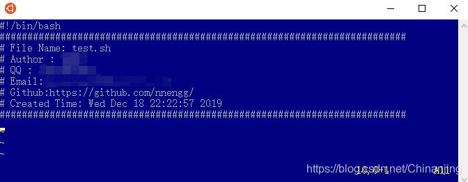 创建脚本文件时的自定义信息