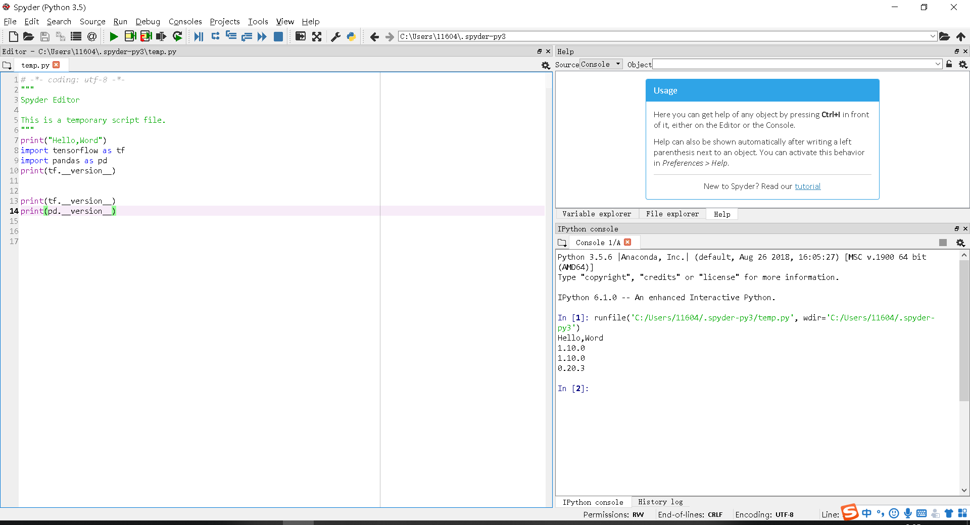 win10使用Anaconda3安装TensorFlow（Python3.5） TensorFlow2.0(Python3.6)