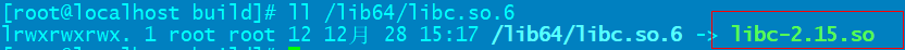 lrwxrwxrwx. 1 root root /lib64/libc.so.6 -> libc-2.15.so