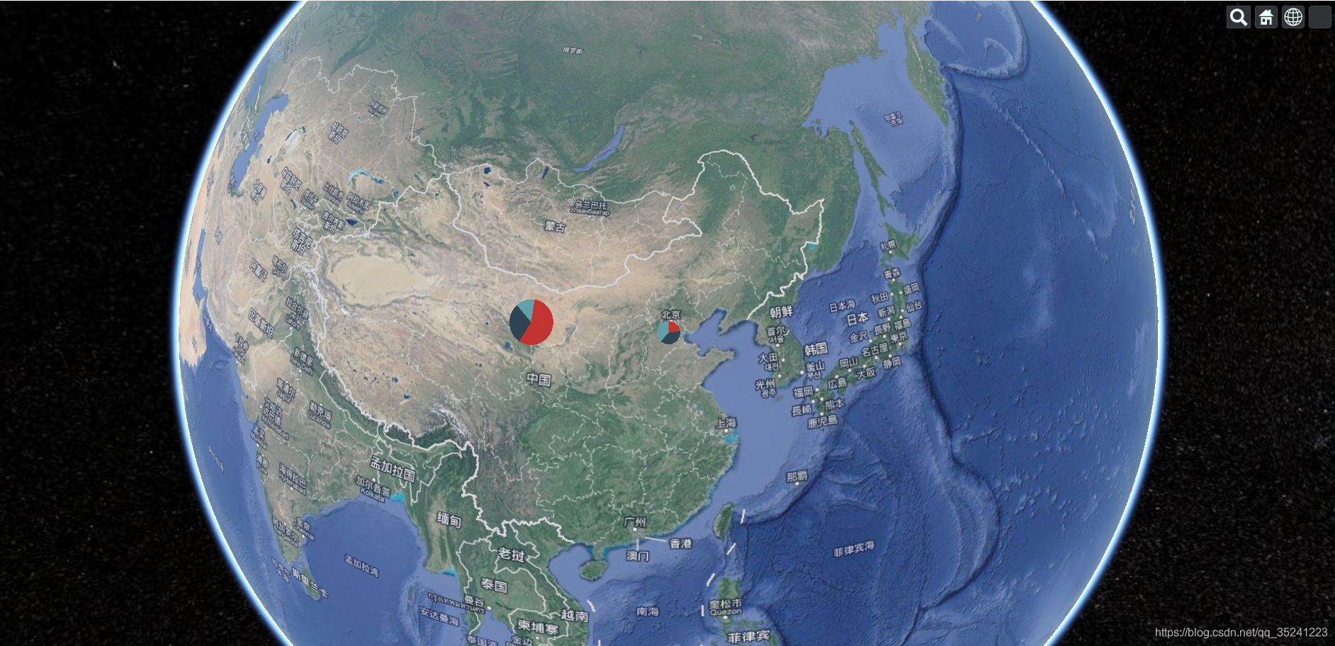 Cesium+Echarts饼状图示例